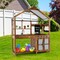 Kid's Mud Kitchen Outdoor Solid Wood Mud Kitchen with Canopy - 39.5" x 16.5" x 49.5"(L x W x H)
